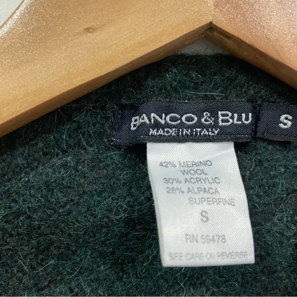 Bianco & Blu Made In Italy Wool Blend Dark Green Draped Cardigan Jacket Size S - Picture 4 of 4